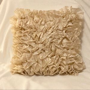 New Thro Pillow Shimmery Ivory Cream Ruffle Square Accent Pillow
